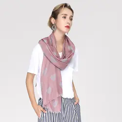 Шелковый Атлас печатных красивый узор с изображением сердца шарф Южно-корейские милые Стиль льняной, хлопковый шарф женский пятно