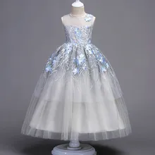 Г., кружевные вечерние платья для малышей длинное платье принцессы с цветочным узором для девочек на свадьбу, вечерние белые платья без рукавов для первого причастия