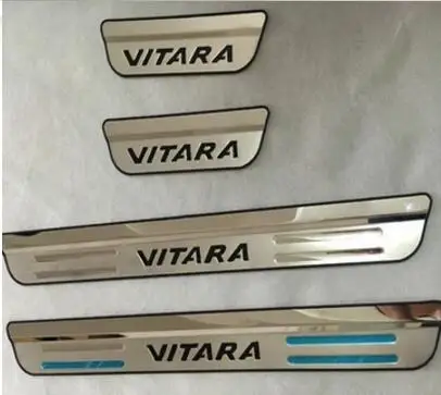 Для Suzuki Vitara 4 шт./компл. 304 из нержавеющей стали порога Накладка Добро пожаловать педаль; автостайлинг аксессуары - Цвет: black