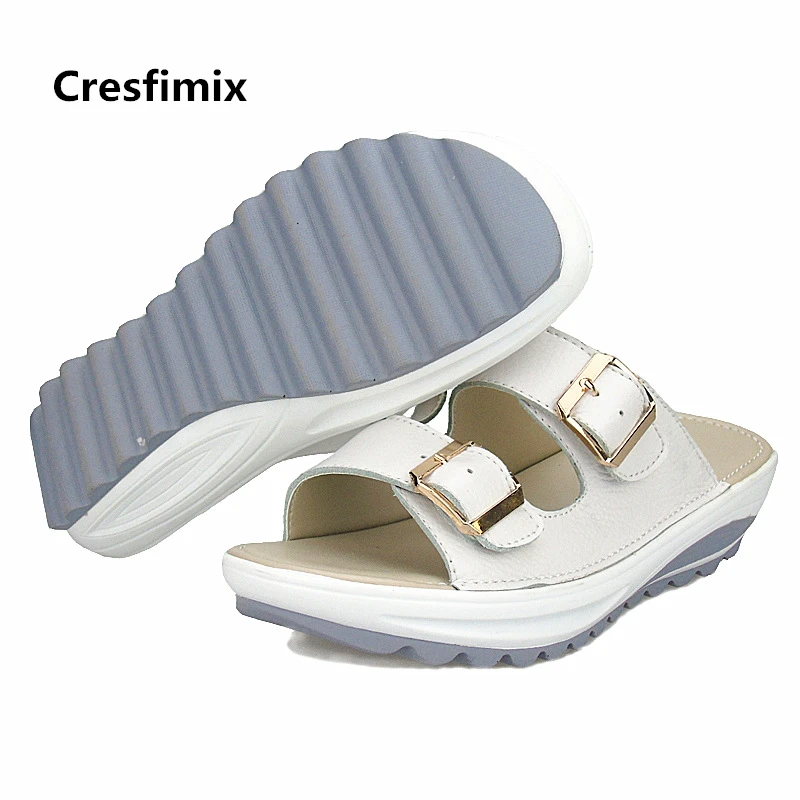

Cresfimix sandalias de mujer women fashion high quality genuine leather sandals female comfortable plus size sandals a2126