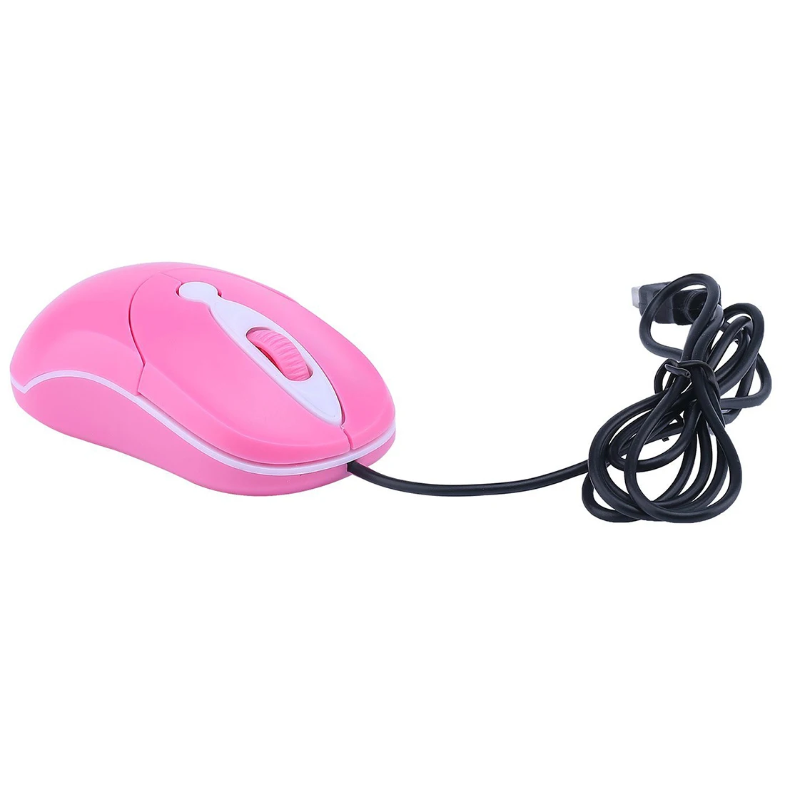 Pink Wired USB Optical Compact Scroll Wheel Mouse for PC Laptop