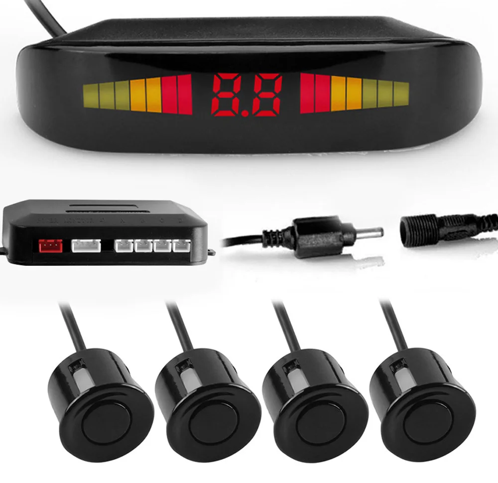 

Car Auto Led Parking Sensor Car Electronics 4 Sensors Reverse Backup Assistance Radar Detector Light Heart Monitor System