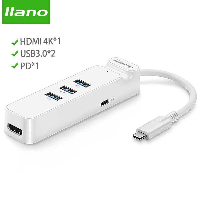 Llano usb c концентратор usb разветвитель usb3.0 Тип c hdmi RJ45 Thunderbolt 3 usb verteiler для samsung S9/S8 huawei P20 macbook hdmi концентратор - Цвет: USB C-4 interface