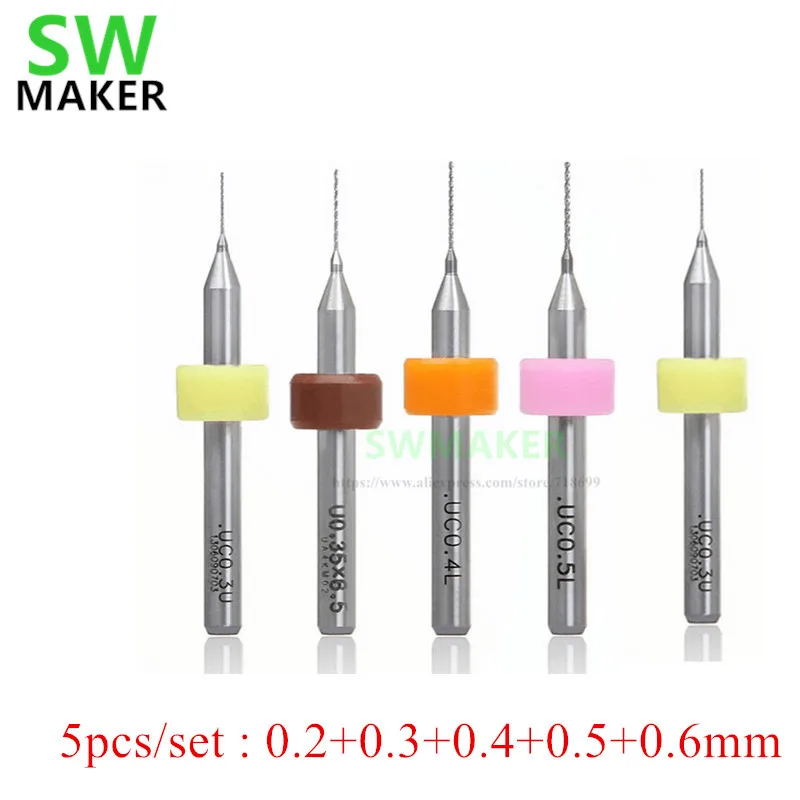 

5pcs/set 3D printer hotend nozzle cleaning bits set -0.2, 0.3, 0.4, 0.5, 0.6mm