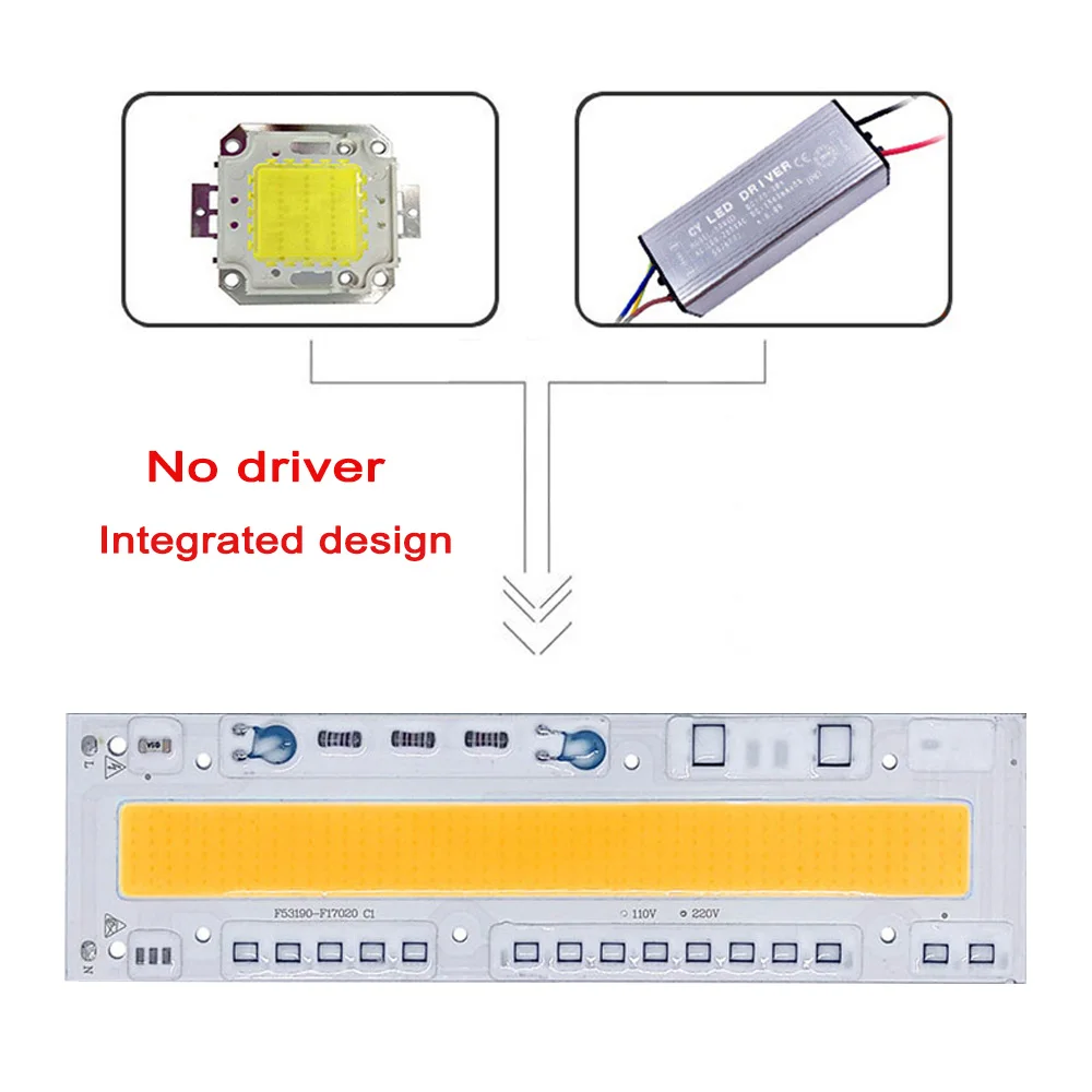 5 шт./лот LED COB чип лампа 30 Вт 50 70 100 120 150 220 В 110 IP65 Smart IC подходит для DIY прожектор