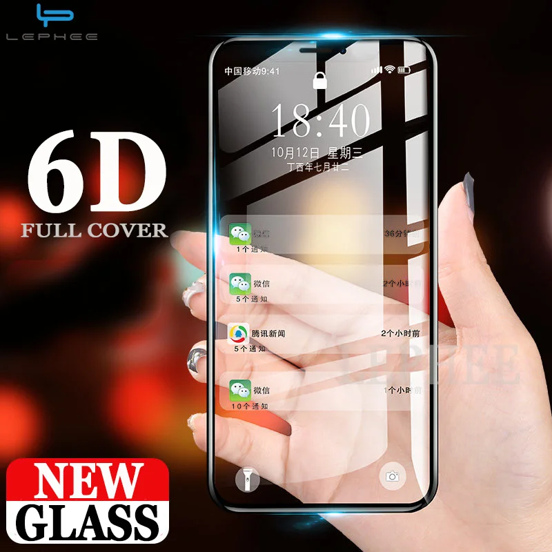 

LEPHEE 6D Curved Tempered Glass For iPhone 7 8 Plus 6 6s Screen Protector Full Cover 3D Glass For iPhone X 8 7 Plus iPhone7 Film