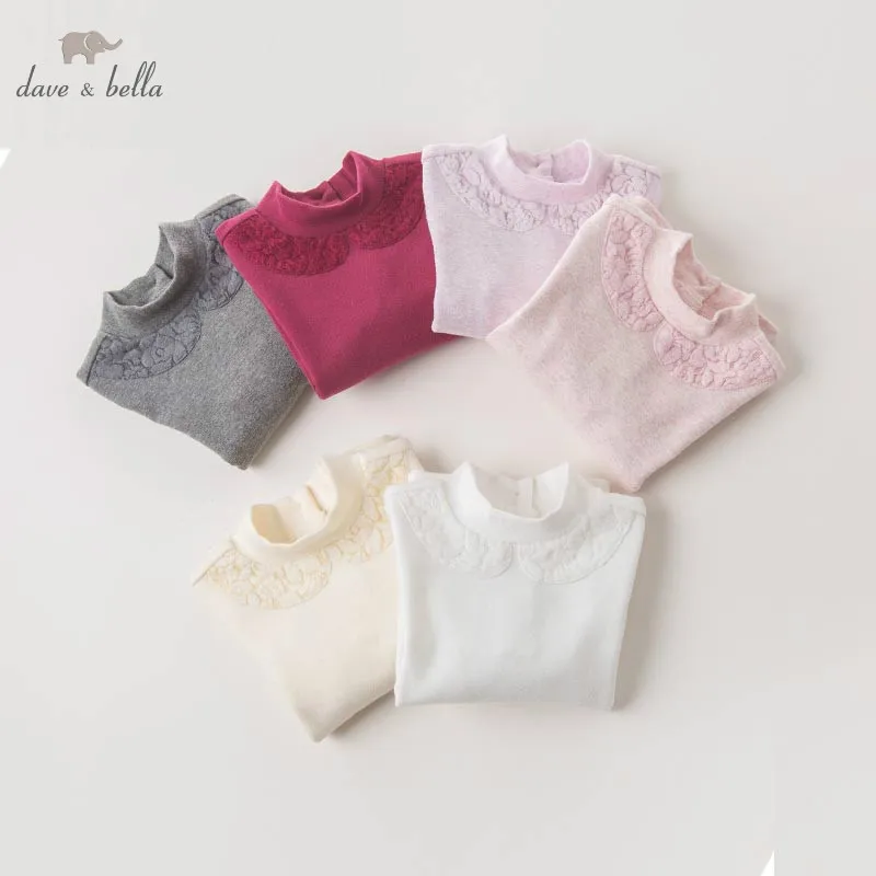 DB6528 dave bella/Осенняя модная футболка для маленьких девочек; милые детские хлопковые топы; детская футболка высокого качества