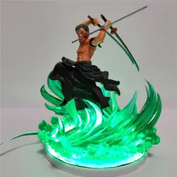 Одна штука фигурка Zoro сборная настольная лампа одна штука аниме Roronoa Zoro Figura ПВХ модель с зеленым эффектом игрушки для детей