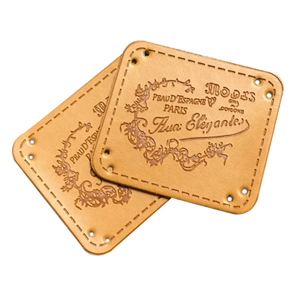 

48pcs/lot natural style Home textiles leather handmade labels hand made sewing accessories leather patches for scarf tags