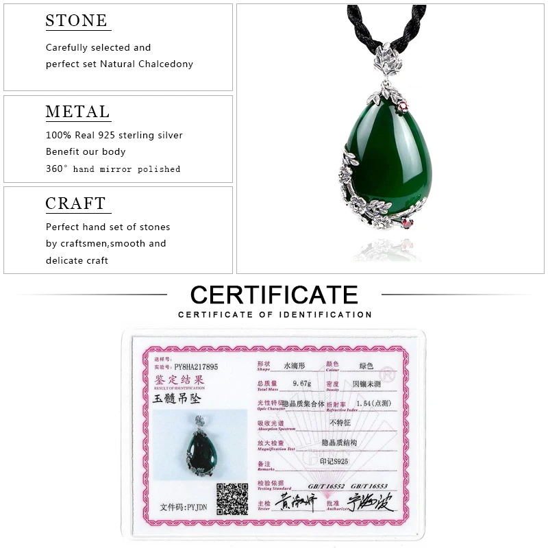 EDI Natural Chalcedony Gemstone Elegant Pendant For Women Garnet 925 Sterling-silver-jewelry Flower Necklace Chains Gifts