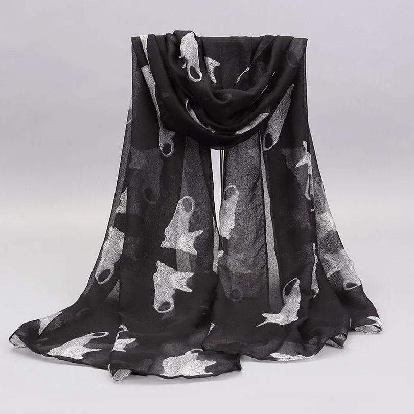 Women Kitten Print Shawl Scarf Cat Lady Wholesale Available 90*180 cm 6 Colors | Аксессуары для одежды