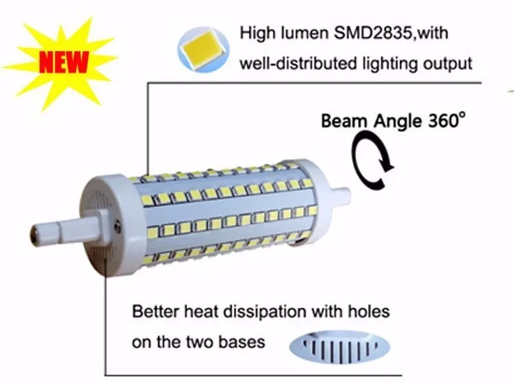 Бесплатная доставка 7 Вт 78 мм СВЕТОДИОДНЫЙ R7S Свет 14 Вт 118 мм r7s лампы затемнения r7s 360 градусов угол идеальный заменить галогенные лампы AC85-265V
