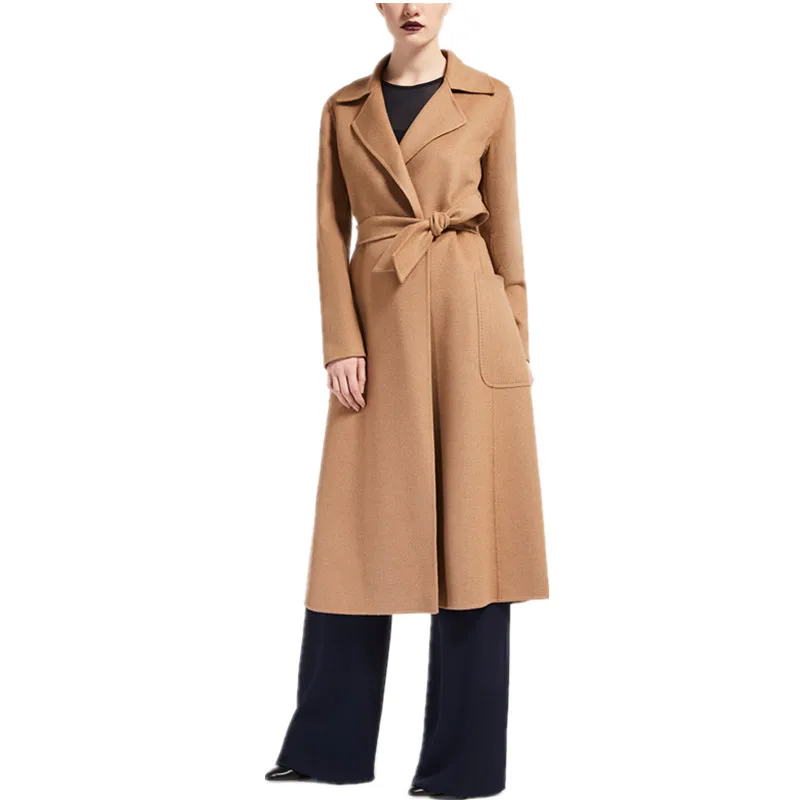 2020 Spring Winter Ladies Black Camel Grey Cashmere look Maxi Long design Robe coat with belt High quality Women overcoat|Wool & Blends| - AliExpress