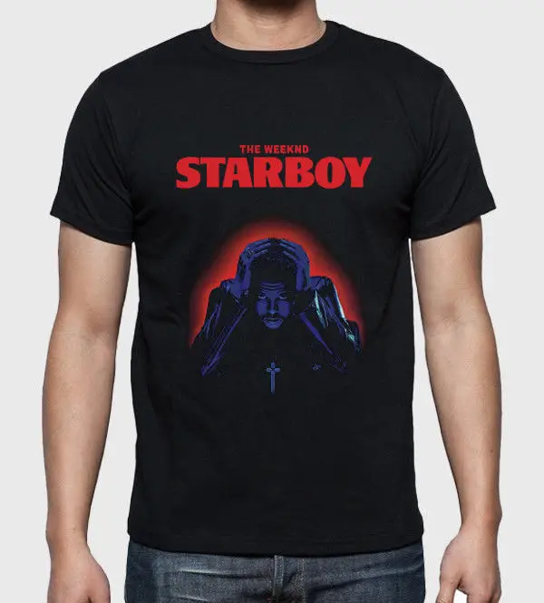 Никаких Starboy логотип черный tumblr футболка унисекс Для мужчин женщина | Мужская