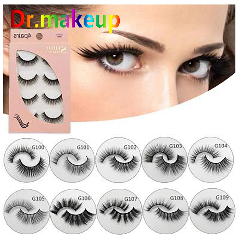 

3D Natural False Eyelashes 4 Pairs Long Eye Makeup Mink Lashes Eyelash Extension Mink Eyelashes Beauty Tools Wholesale Dr.makeup
