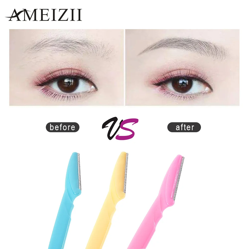 AMEIZII 3Pcs/Set Portable Eyebrow Trimmer Hair Remover Shaver Face Razor Wenkbrauw Trimmer Trymer Do Brwi Makeup Cutting Tools