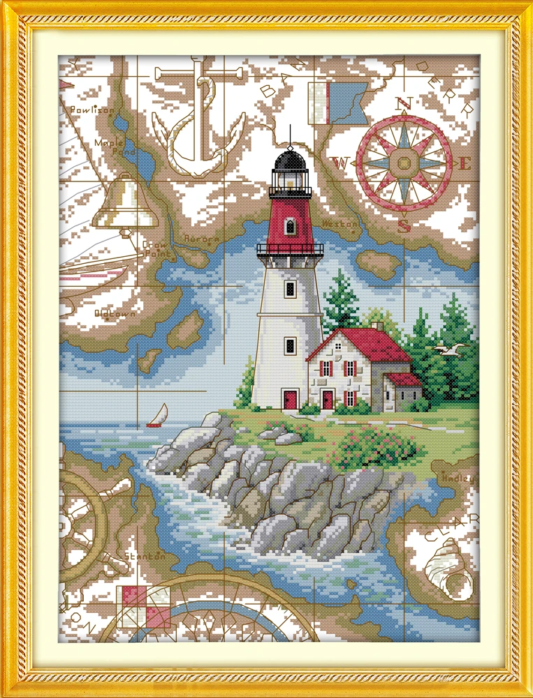 

Lighthouse 5 cross stitch kit aida 14ct 11ct count printed canvas stitches embroidery DIY handmade needlework
