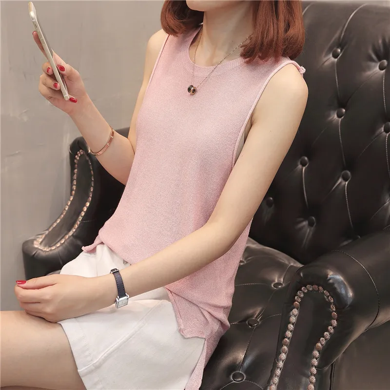 knitted vest F2501 pink