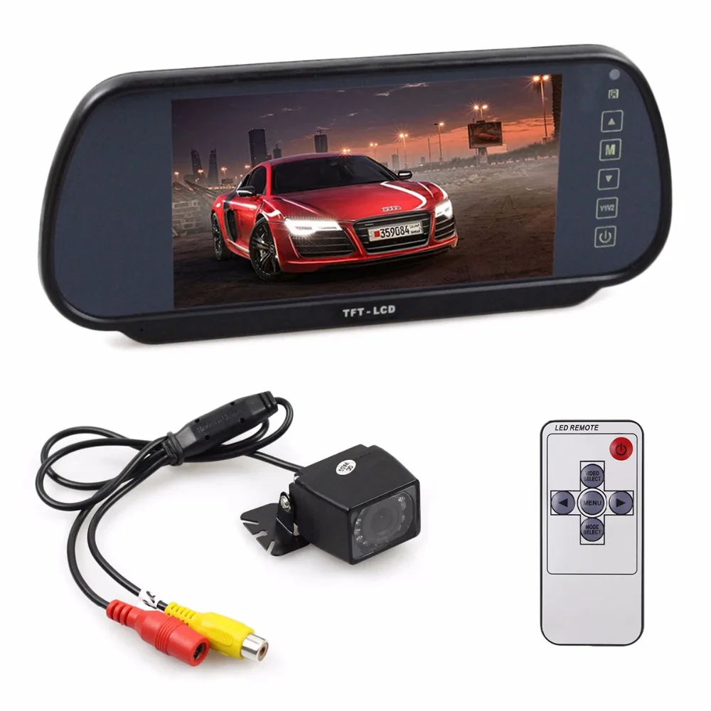 

DIYKIT 7 Inch LCD Display Rear View Mirror Car Monitor + IR Night Vision Car Camera Parking Assistance System Kit