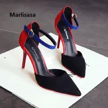 Marlisasa/женские милые удобные туфли-лодочки на высоком каблуке; женские повседневные весенние туфли на высоком каблуке; Цвет черный, красный; Femmes Hauts Talons; F2708