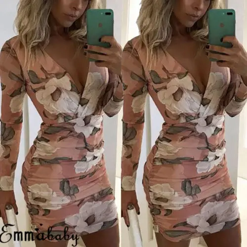 Женское платье с цветочным принтом Boho вечернее пляжное Короткое мини летнее