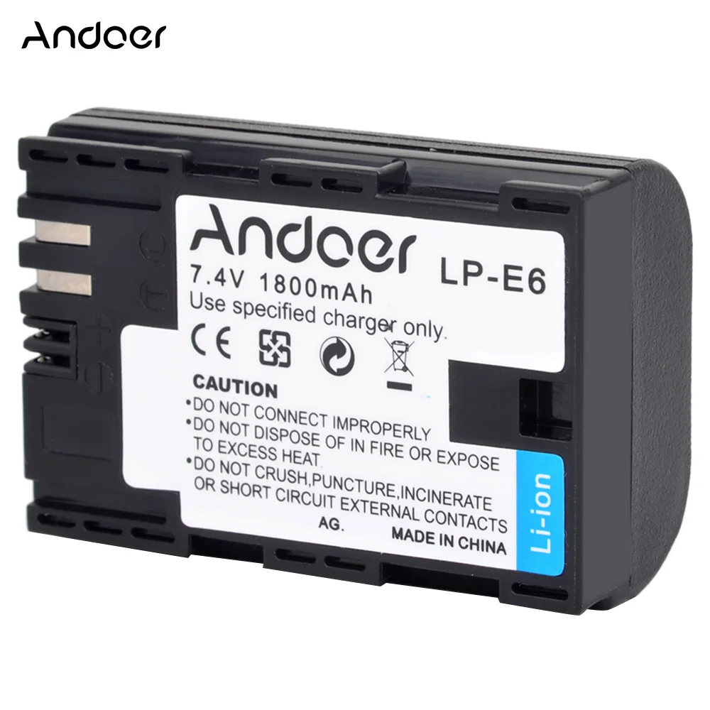 Andoer LP-E6 1800    -   Canon EOS 5D Mark II 5D Mark III 5DS 6D 7D 60D 70D 7DII XC10