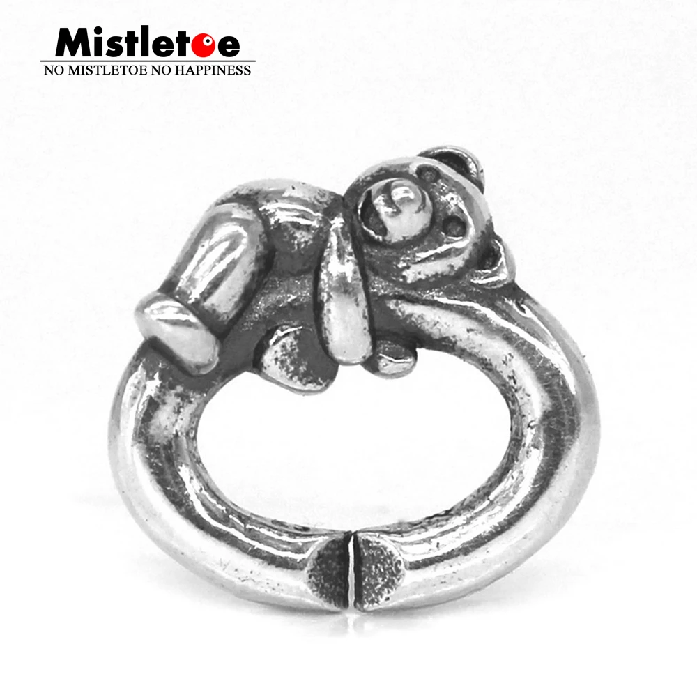 

Mistletoe Genuine 925 Sterling Silver Bear, single silver link X Locks Fit European Troll Bracelet Jewelry