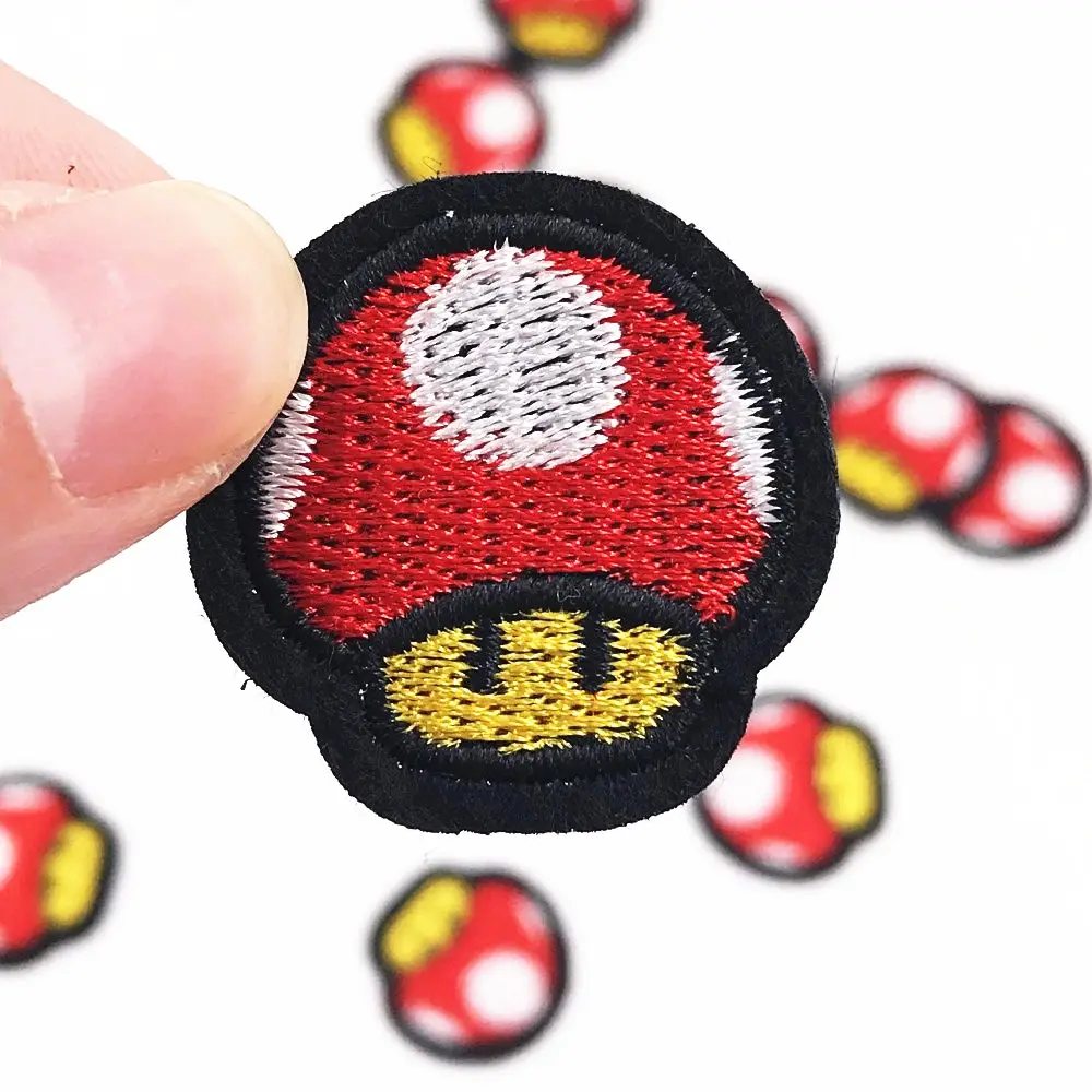 

10PCS Super Mario Mushroom embroidered on Sew Iron on patches for clothing patches DIY applique patch Boy's clothes sticker Gift