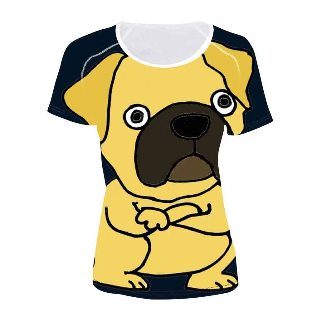 Хлопковая футболка с принтом Французский bulldog Женская Повседневная Собачка для
