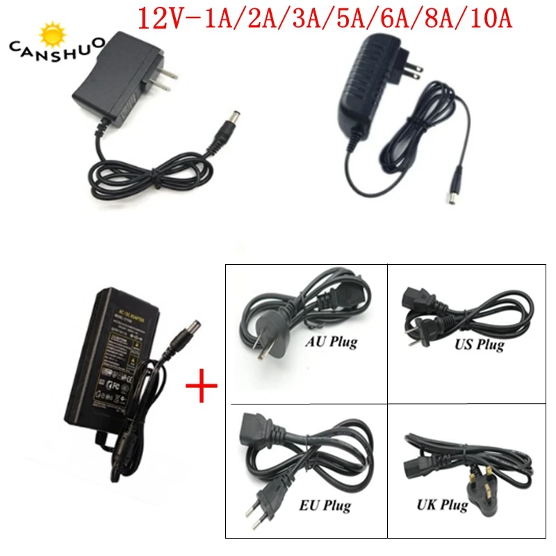 

AC 100V - 240V To DC 12V Power Supply Adapter Transformer 1A 2A 3A 5A 6A 8A 10A Charger Converter For 2835 5050 LED Strip Lights