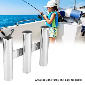 

Boat 3 Link Rack Tubes Stainless Steel Fishing Rod Holder for Marine Yacht Boats Parts Accessories