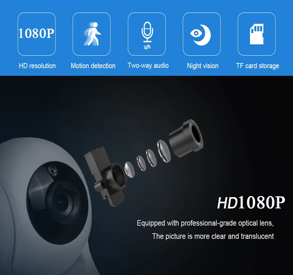 INQMEGA 1080P облачная камера безопасности, камера видеонаблюдения для помещений, камера ночного видения, Wifi, технология AI