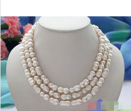 

p2992 3row 18mm white baroque double freshwater cultured pearl necklace^^^@^Noble style Natural Fine jewe SHIPPING (C0309)