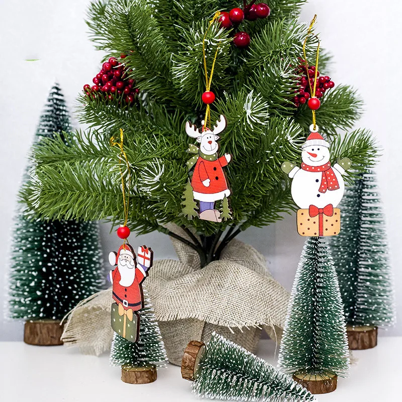 

Colorful DIY Christmas Wooden Pendants Ornaments Kids Gift DIY Craft Xmas Tree Ornament for Christmas Party Decorations
