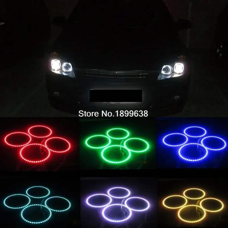 

4PCS Super bright 7 color RGB LED Angel Eyes Kit with a remote control car styling For Opel Astra H NON projector headlight