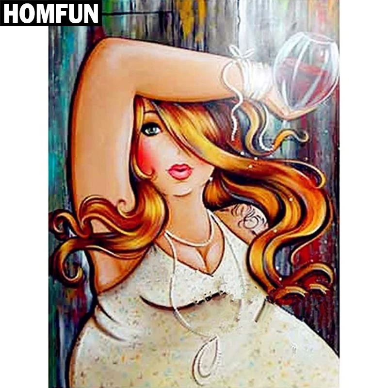 Картина для алмазной вышивки HOMFUN A06322 алмазная 5D Вышивка полная женщина