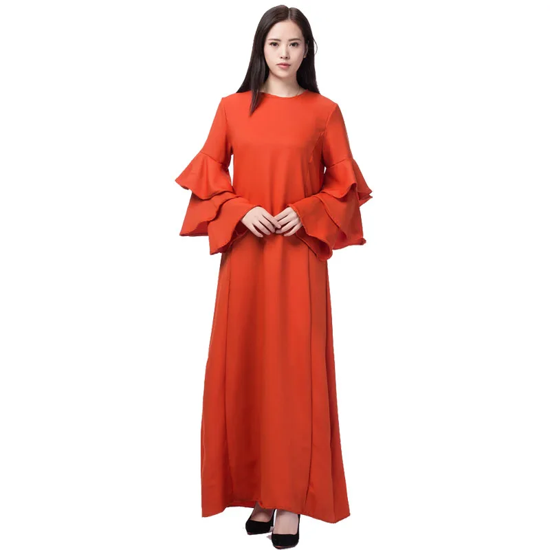 Турецкая одежда длинный рукав мусульманский платья женские свободные abaya О