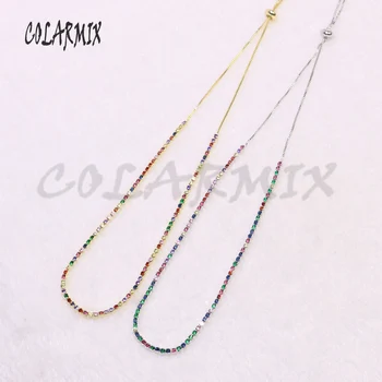 

6 Pcs wholesale zircon chain necklace adjustable necklace rainbow color chain necklace fashion jewelry gift for lady