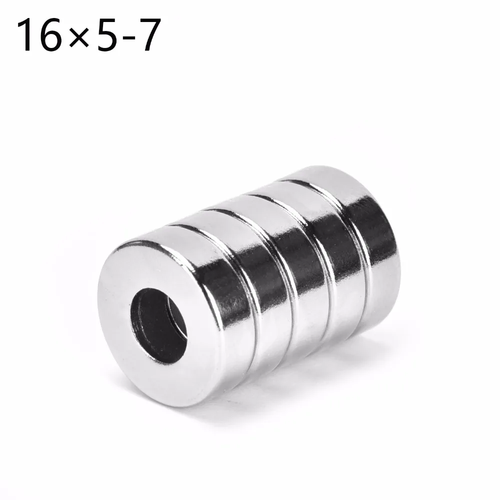 1pc 16 x 5 mm Hole 7mm Super Strong Round Neodymium Straight Ring