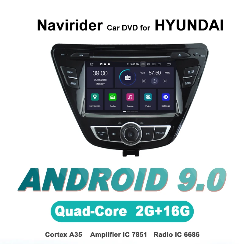 Navirider gps Android 9,0 bluetooth стерео 4-х ядерный 8-Core dvd-плеер автомобиля для HYUNDAI ELANTRA головное устройство авто аксессуары