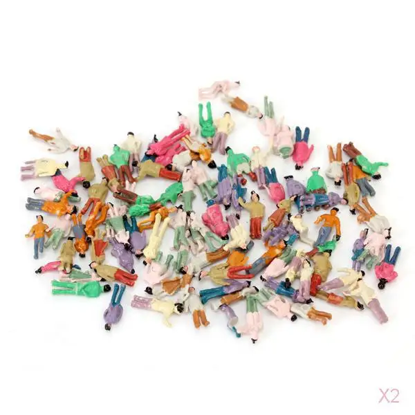 100pcs Vary Pose Painted Model Train Passenger People Figures Scenery 1:150