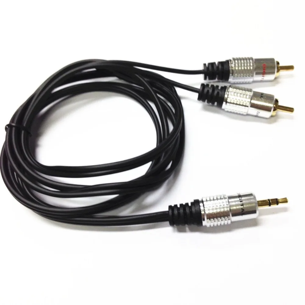 Aluminum head audio cable 3.5mm 1in 2 RCA cable audio line for computer