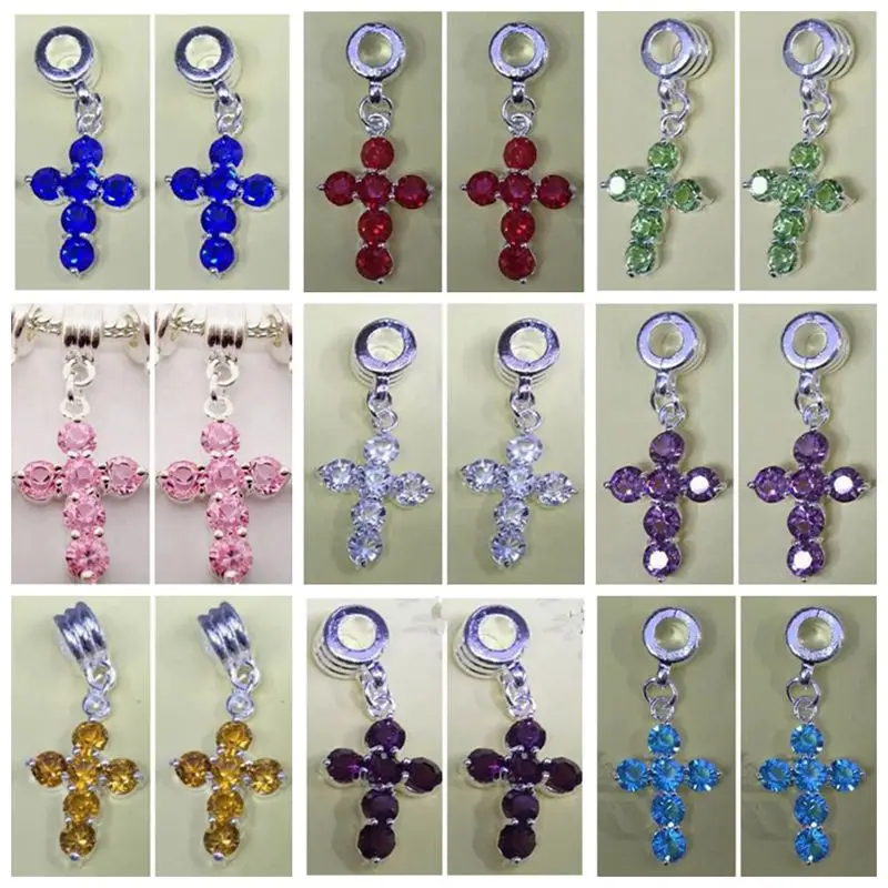 

20pcs / Lot mixed Fashion Cross Rhinestone Silver plated Charms for Bracelet Necklace Jewelry making DIY Accessory