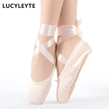 

Size 28-43 LUCYLEYTE Child and Adult ballet pointe dance shoes ladies professional ballet dance shoes with ribbons shoes woman
