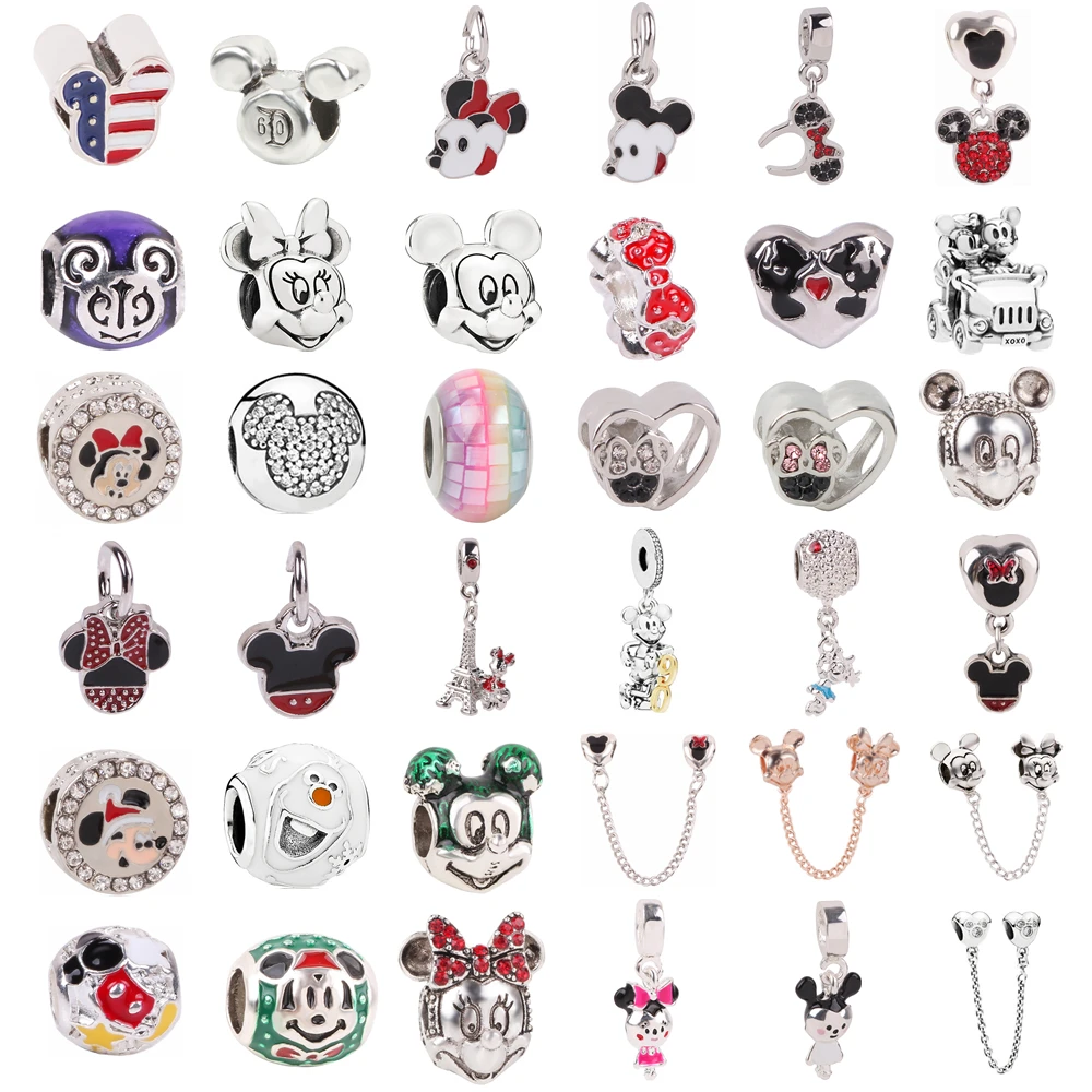 

Silver 925 Mickey Minnie Safety chain Clip Snowman DIY Bead Fit Original Pandora Charms Silver Bracelet Trinket Jewelry Women