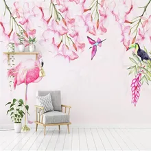 Simple hand-painted flowers and birds background wall professional production murals wholesale wallpaper mural poster photo wall Simple hand-painted flowers and birds background wall professional production murals wholesale wallpaper mural poster photo wall