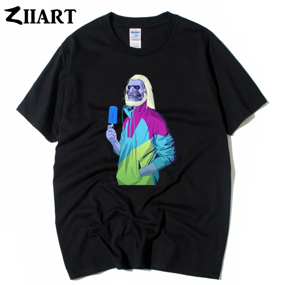

Night King White Walker with ice cream humanoid ice creatures couple clothes man boys male o-neck cotton short-sleeve T-shirt