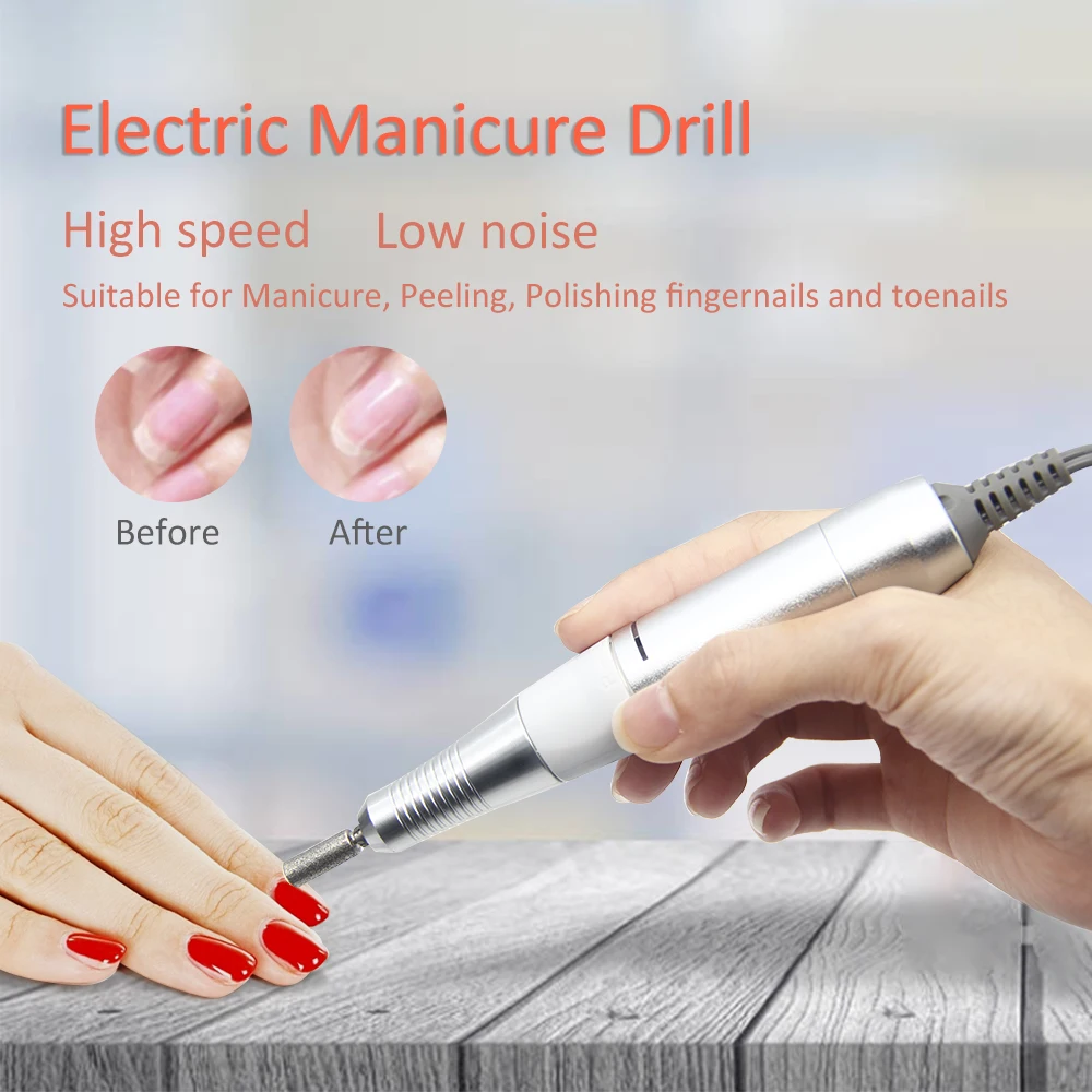 LKE Электрические ногтей дрель аппарат для маникюр педикюр 30000 оборотов в минуту полировки ногтей оборудования с 6 шт