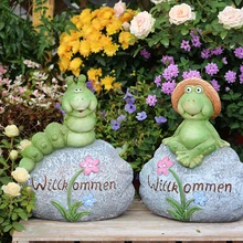 Идиллическая Вилла балкон прекрасный Добро пожаловать соломенная шляпа лягушка и карты Жук Смола украшения сада Садоводство