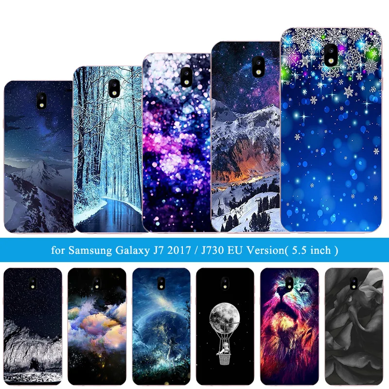 Case for Samsung Galaxy J7 2017 Covers J730F Snowflake Printing 5.5&quot Back Silicone Cover Cases |